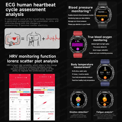 2025 New Laser therapy Three High Uric acid Blood pressure Smartwatch Men ECG+PPG Heart rate Fat Body Analysis NFC Call Watches