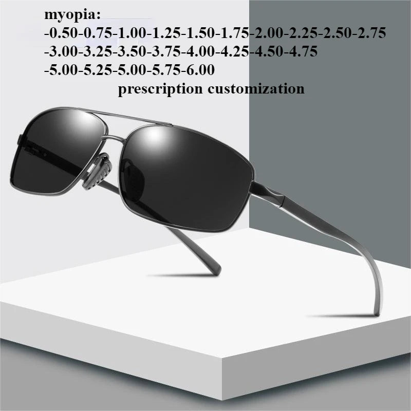 66-20 Men's Large Face Polarized Sunglasses Aluminum Magnesium Rectangular Glasses Driver Sunglasses Driving Glasses Have Degree