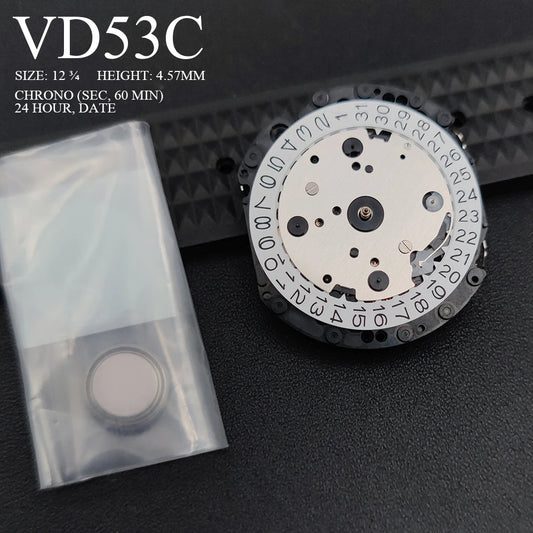 Japan VD53 Chronograph Quartz Watch Movement Sec. 60min. 24 Hours.Date Functions VD53C Original Import Quartz Mechanism Battery