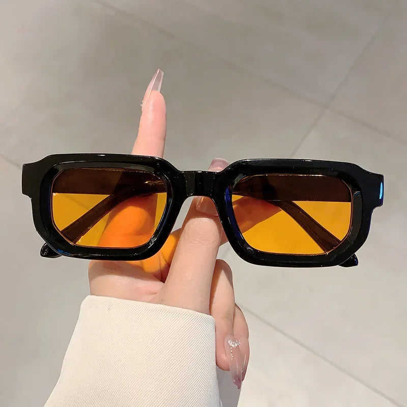 New Men Vintage Rectangle Frame Sunglasses Fashion Retro Sun Glasses Luxury Brand Design Glasses UV400 Eyewear Women Goggles