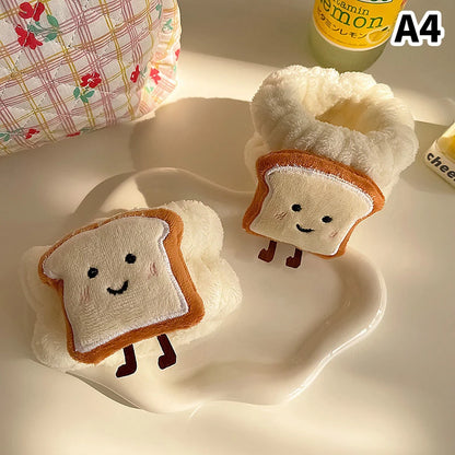 1pc Spa Headband Wristband For Washing Face Fleece Skincare Toast Hair Band Wrist Cuffs For Women Girls Makeup