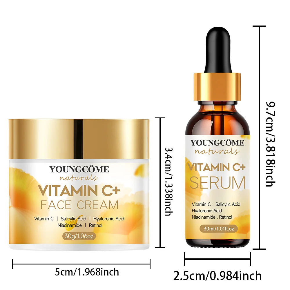 1set Vitamin C Skin care Set Face Anti Aging Firming Lifting Fade Fine Lines Whitening the moisturizing face cream Shrink Pores