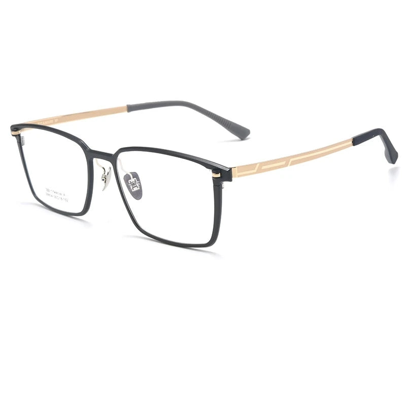 TFTB Ultra-light Pure Titanium Men's Square Eyewear Business Fashion Aluminum Magnesium Optical Prescription Glasses Frame 144mm