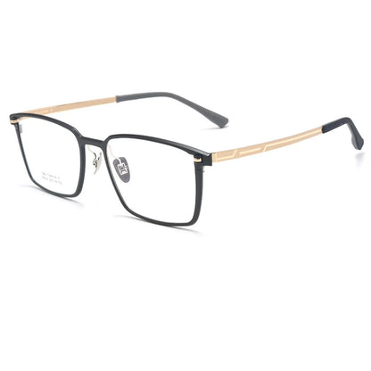 TFTB Ultra-light Pure Titanium Men's Square Eyewear Business Fashion Aluminum Magnesium Optical Prescription Glasses Frame 144mm