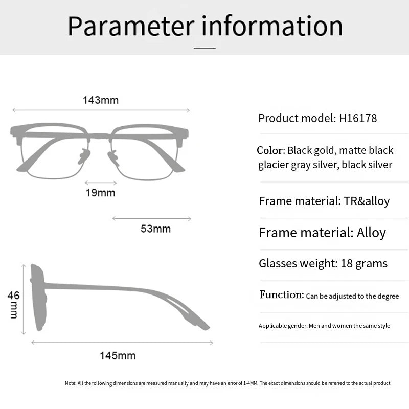 Ultra-light Flexible TR90 Half Spectacles Frame Men Metal Square Frame Anti Blue Light Transparent Lens Optical Eyeglasses