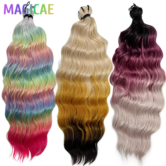 Anna 24Inches 3Pcs Body Wave Crochet Braids Pink Ombre RainBow Hair Extensions Water Colored White Braiding Blond 613 White Hair