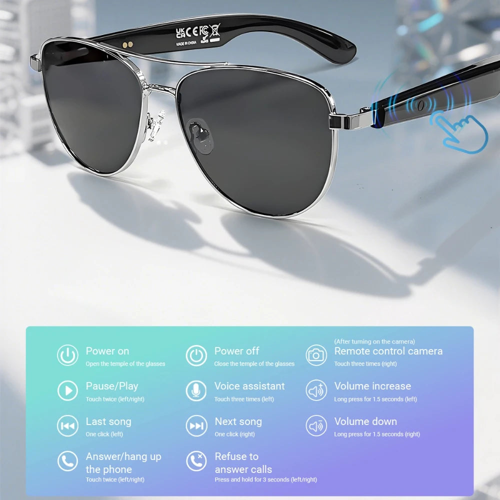 GT-32 Smart bluetooth glasses specificationsTranslation Sunglasses Voice Remote Control Music Eyewear Waterproof Eyeglasses