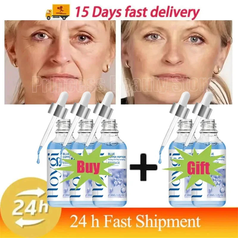 Blue Copper Peptide Wrinkle Remover Serum Instant Firming Lifting Anti-Aging Fade Fine Lines Whitening Korean Skin Care Products