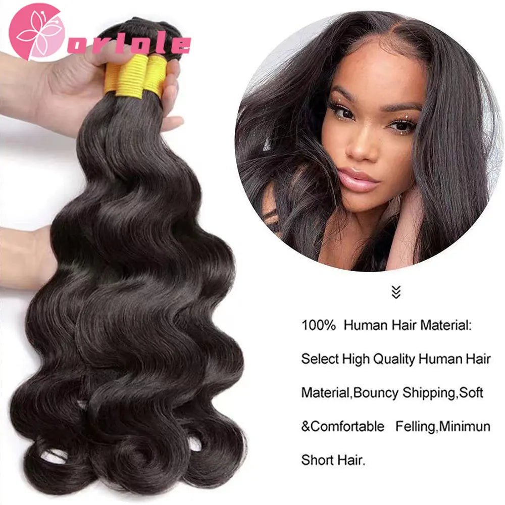 Brazilian Body Wave Human Hair Bundles Natural Hair Weave 1/3/4 Bundles Deal 8-32Inch 100% Human Hair Wigs Remy Hair Extensions
