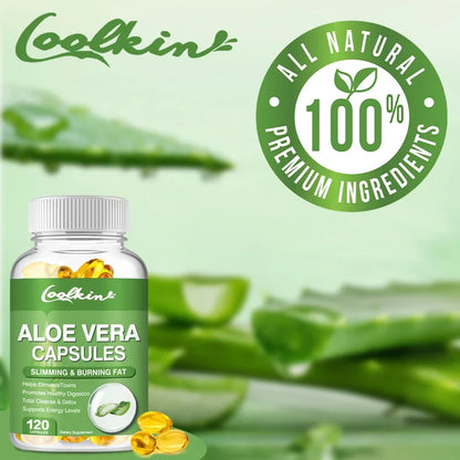 Natural Aloe Vera Extract Capsules, Non-GMO, Dietary Supplement