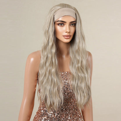 Blonde Synthetic Headband Wigs Long Water Wavy Wig for Women Daily Party Heat Resistant Fiber Natural Looking Realistic Hair