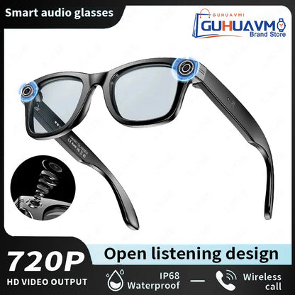 New 8MP Camera Smart Sunglasses Video Recording AI Photo Recognition Eyeglasses Wireless Bluetooth Call Glasses Sports Headphone