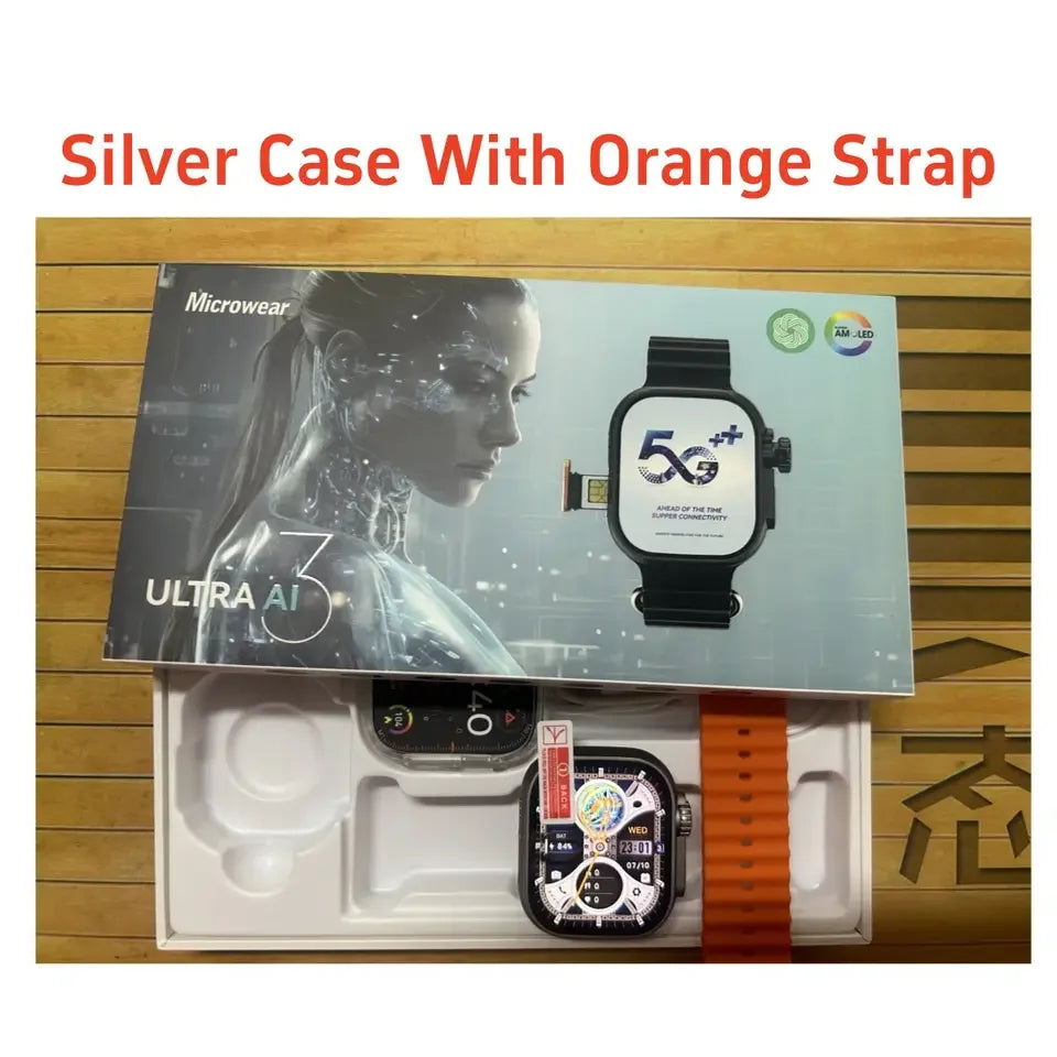 Original Ultra Ai3 Smartwatch with 4G Android Amoled HD Camera GPS WIFI Google Play Store Apps Games Bluetooth Smart Watch