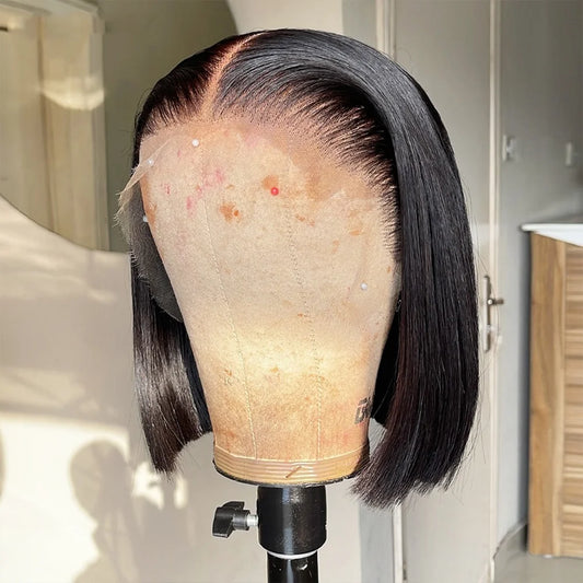 Vietnamese Bone Straight Bob Human Hair Short Wig Hair 13x4 Lace Frontal Bob Wig 100% Human Hair Preplucked Wig 12 14 inch 200%