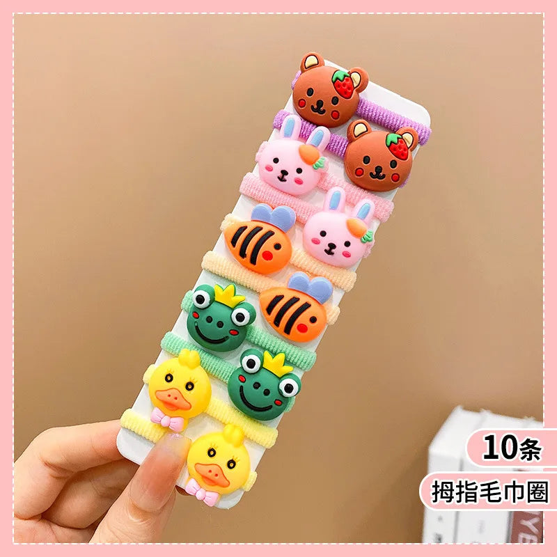 10Pcs/Set Fashion Cute Children's Rubber Band Girl's Hair Ties High Elastic Durable Hair Accessories Do Not Hurt Hair Scrunchie