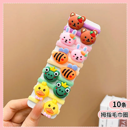 10Pcs/Set Fashion Cute Children's Rubber Band Girl's Hair Ties High Elastic Durable Hair Accessories Do Not Hurt Hair Scrunchie