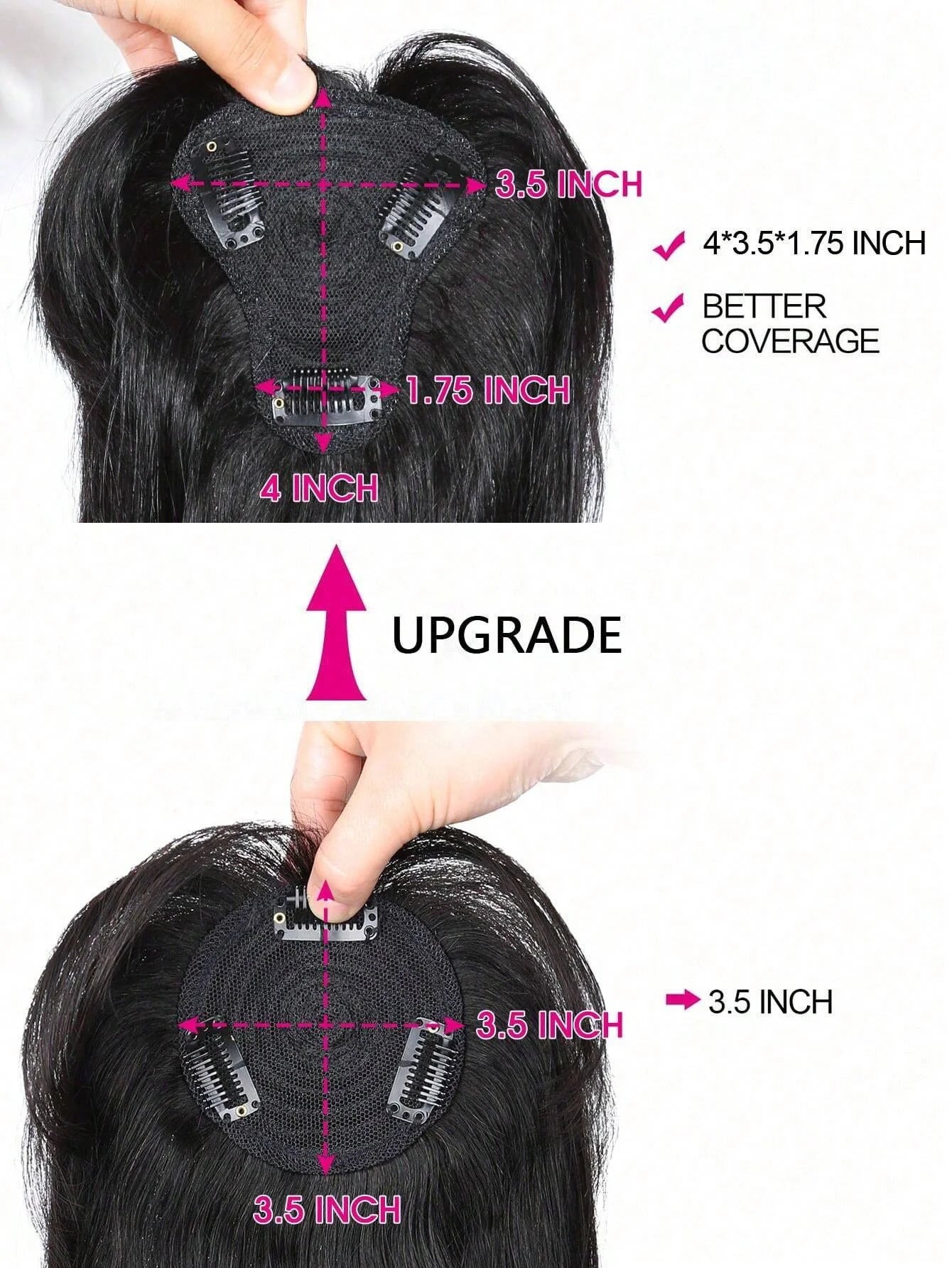 Natural Black Topper Hair With Bangs Human Hair Silk Straight Toppers For Women with Thin Hair Clip In Hair Extensions Daily Use