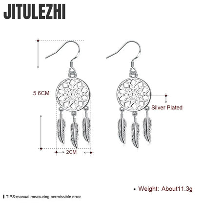 925 Sterling Silver Earrings For Woman Classic Designer Party Engagement Wedding Jewelry Dream Catcher Feathers Fine Jewelry