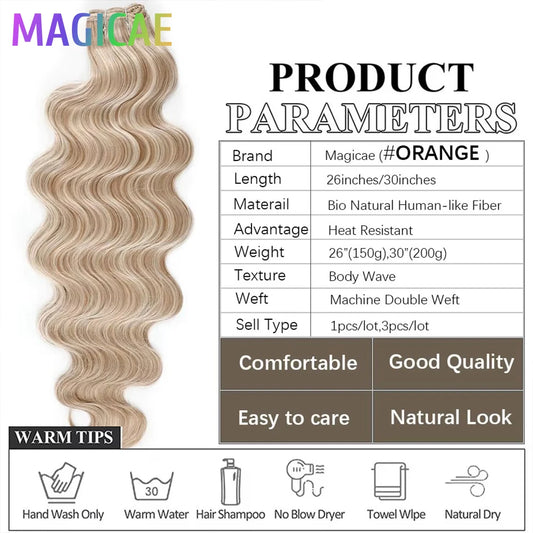 Highlight P27/613 Gold Blond 613 Body Wave Hair Extensions 30" Synthetic Hair Bundles High Temperature Soft Natural Fiber Human