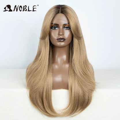 Noble Synthetic Lace Front Wig 26" Straight Ombre lace Cosplay Wig  Lace Part Wig Blonde Wigs For Women Wig synthetic Lace Wig