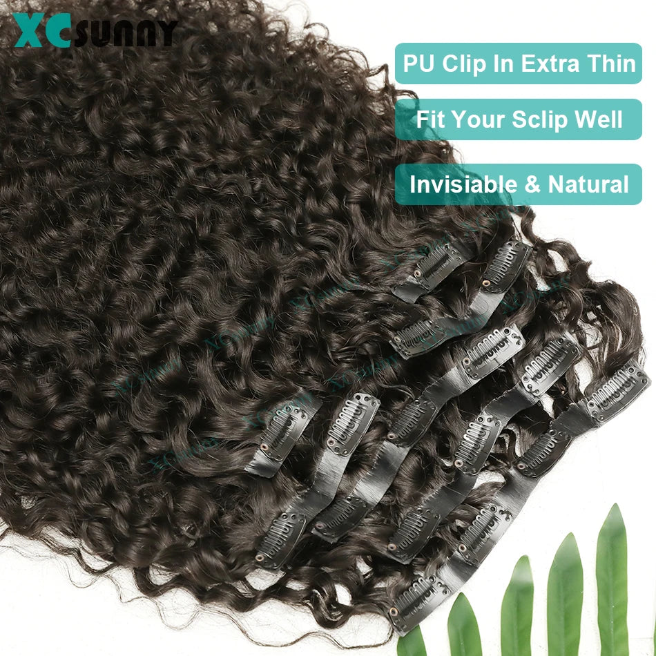 Curly PU Clip In Hair Extensions Human Hair Seamless Clip Ins Human Hair Extensions Clip In Curly Human Hair 200g/240 For Head