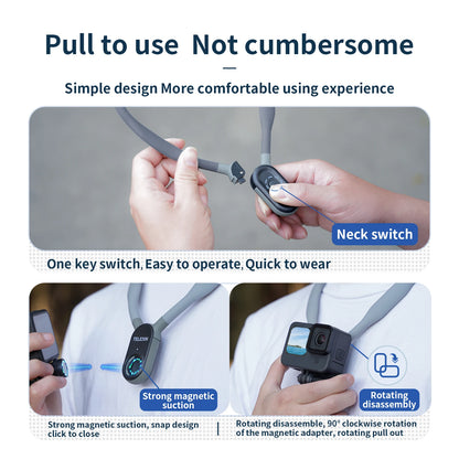TELESIN Neck Hold Mount for GoPro Hero 13 12 11 10 9 8 7 6 5 Insta360 DJI Osmo Action Smartphone Magnetic GoPro Accessories