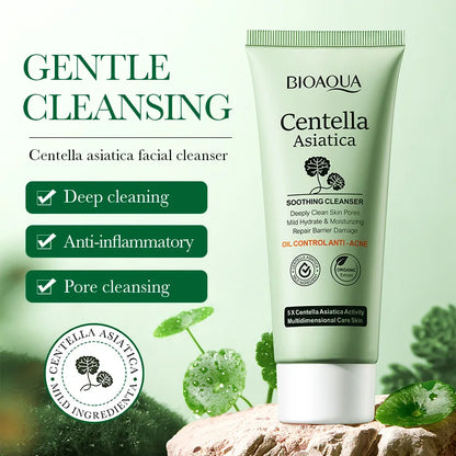 1/2pcs BIOAQUA Centella Asiatica Facial Cleanser Moisturizing Oil Control Cleansing Face Wash Foam Facial Cleanser Skin Care