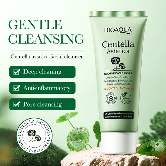 1/2pcs BIOAQUA Centella Asiatica Facial Cleanser Moisturizing Oil Control Cleansing Face Wash Foam Facial Cleanser Skin Care