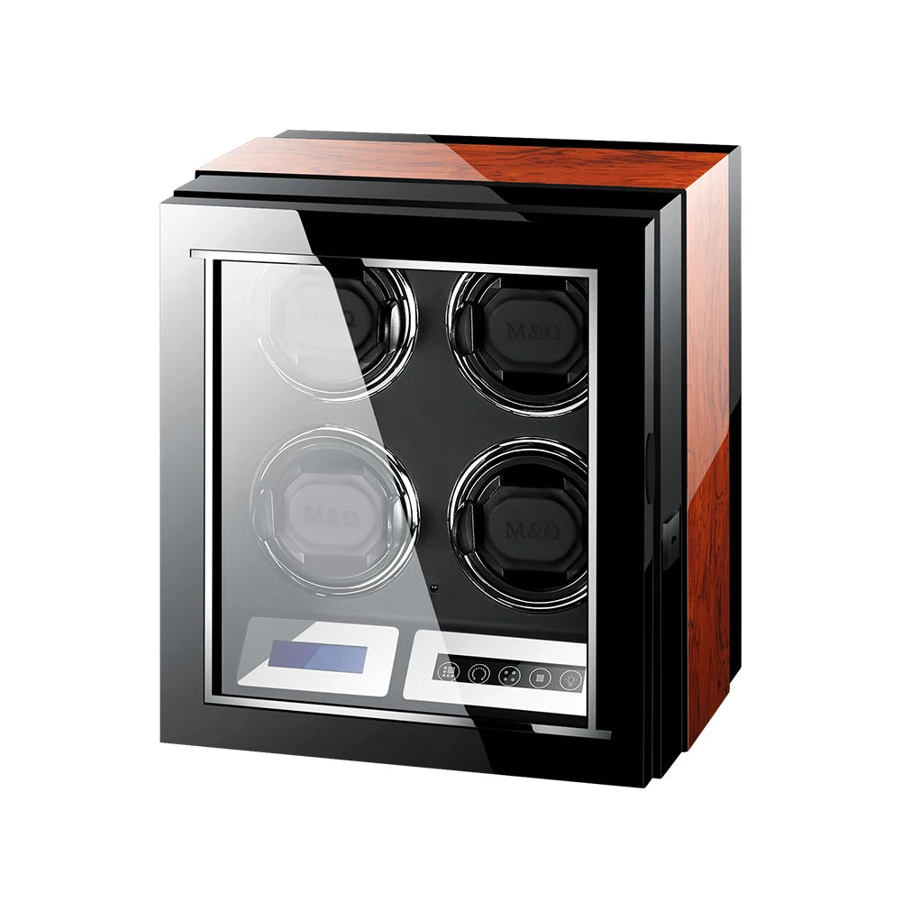 IBBETON High Quality Watch Winder for 2 4 6 9 Slot Automatic Watches with Mabuchi Motor LCD Touch Screen Wooden Watch Safe Box