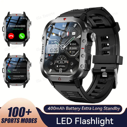 Outdoor Sports Smart Watch 2.01 inch HD Screen LED Flashlight Bluetooth Talking Smart Watch for Men Women Holiday Gifts 2025 New