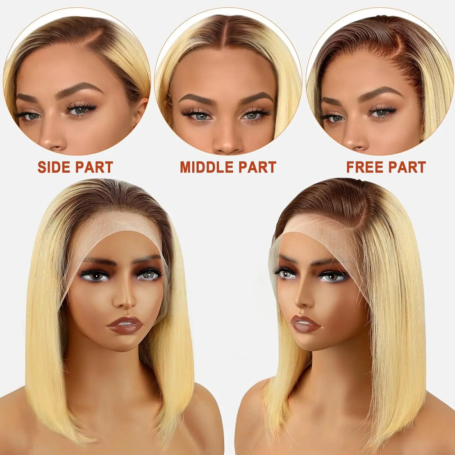 Pink Short Bob Wig Human Hair HD Lace Front Wigs Straight Ombre Honey Blonde Red Pink Silver 13X4 Cut Lace Frontal Wig