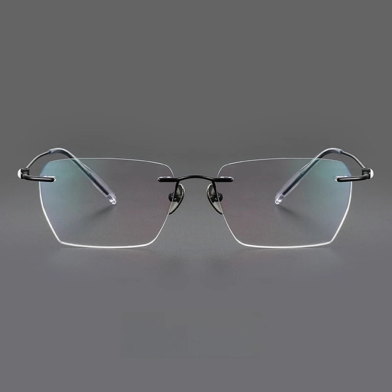 TFTB Pure Titanium Ultra-light Men's Rimless Glasses Business Retro Eyeglasses Flexible Optical Prescription Glasses Frame 142mm