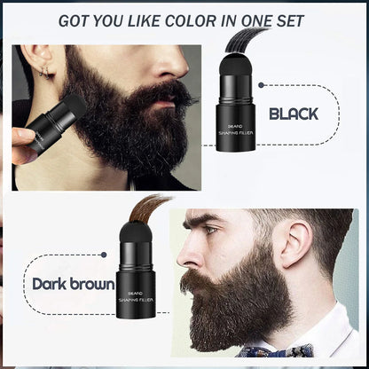 Hair Filler Beard Thicken Powder Mustache styling Pen + Brush For Temporary Facial Hair Color Fillers Hair Regrowth Powders