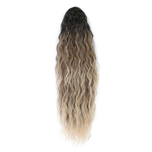 Magicae Long Synthetic Water wave Ponytail Heat resistant Hairpiece Drawstring Hair Clip Ombre Brown Blonde Hair Extensions Pony