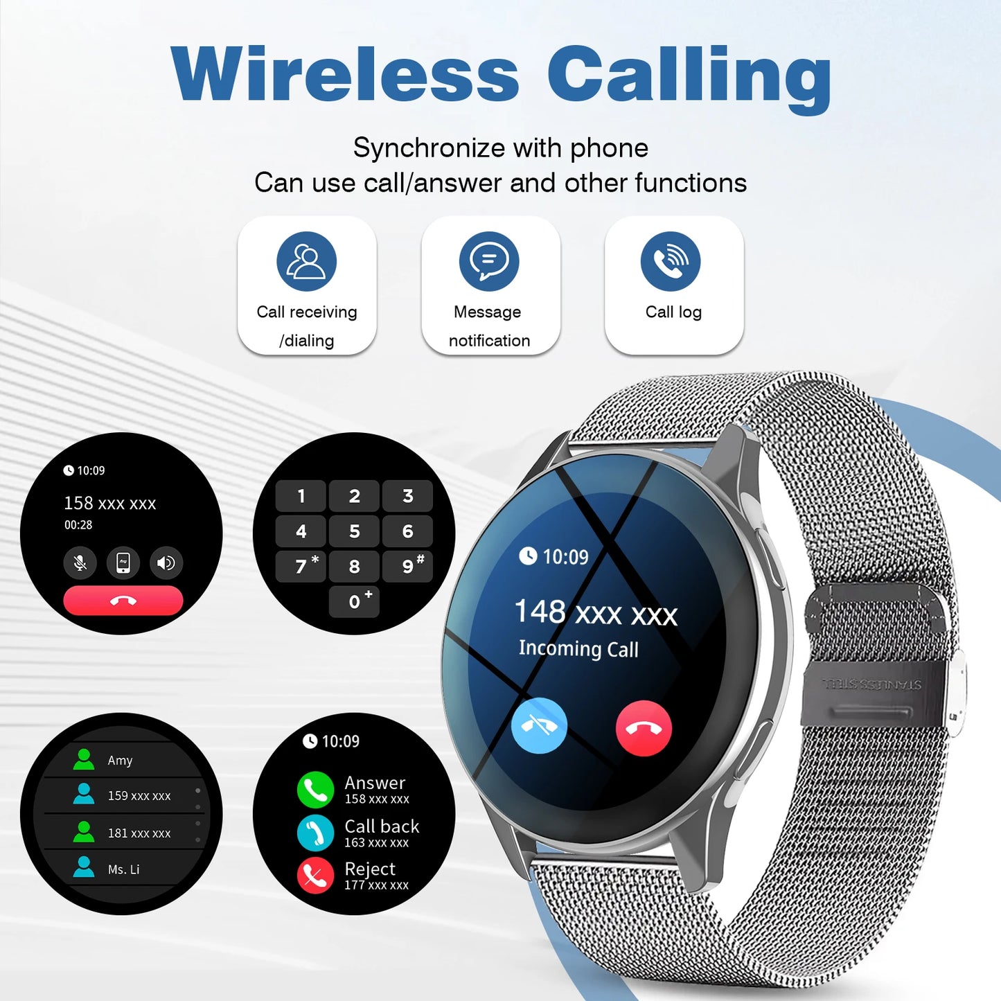 1.28" Dual-Strap Smart Watch – HD Display, Wireless Calls, Custom Wallpapers. Android/iOS Compatible. Fitness, Alerts, Music Con