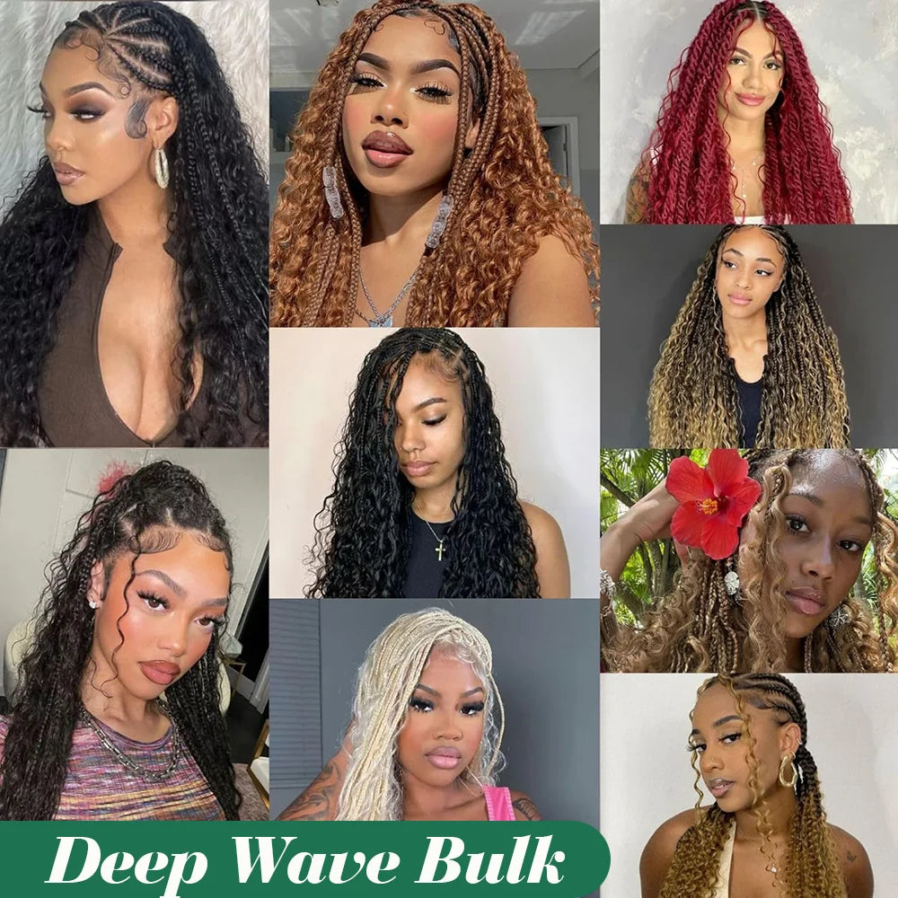 Deep Wave Bulk 100% Human Hair Braiding Blonde Ginger Curly Brazilian Hair for Human Hair Extensions for Micro Braiding No Weft