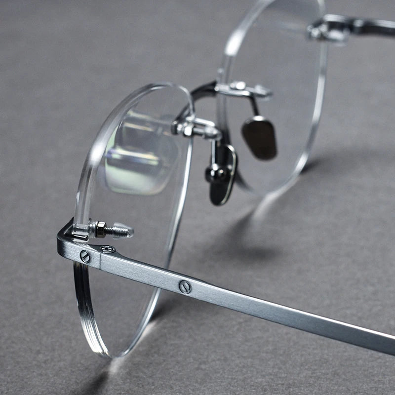 Pilot Rimless Glasses Men Optical Frame Pure Titanium Myopia Hyperopia Progressive Prescription Lens Eyeglasses Anti-Reflection