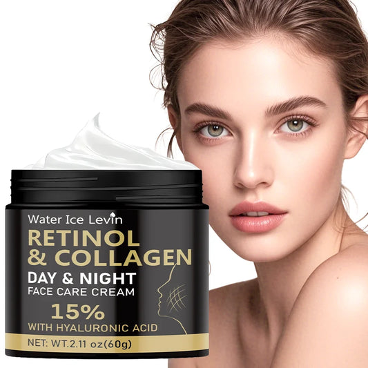 60g Retinol Collagen Day and Night Cream - Moisturizing Cream with Hyaluronic Acid and Vitamin E, Suitable for All Skin Types, Firming, Nourishing, and Giving a Youthful Glow