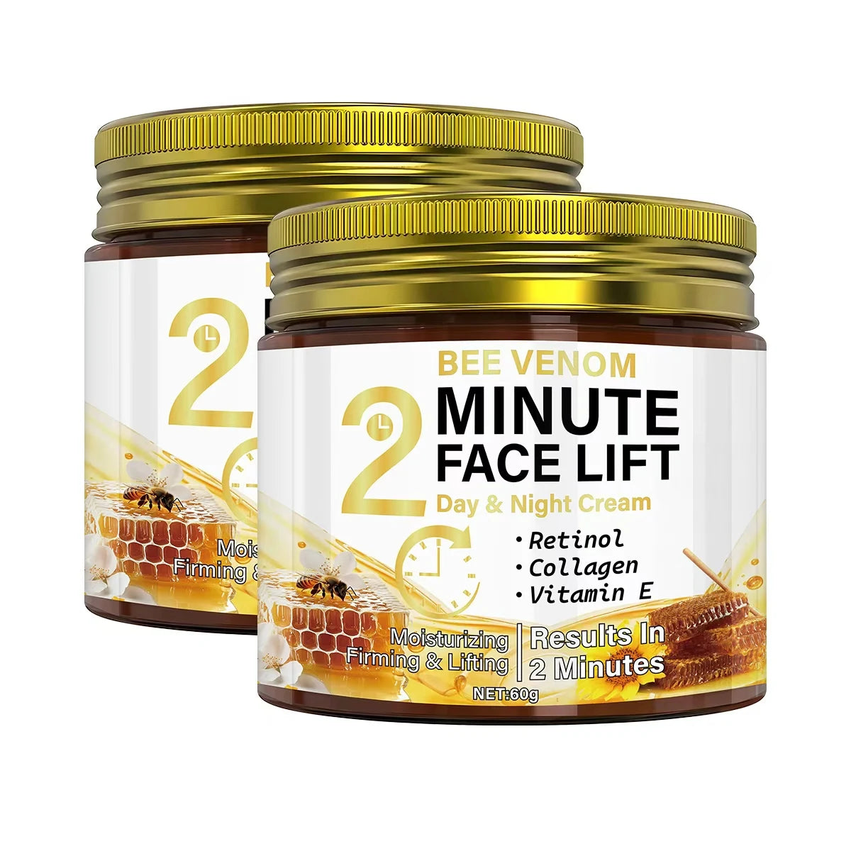 Bee Venom Anti-Aging Day & Night Cream with Retinol & Collagen - Intense Moisturizing & Firming Face Lift Treatment