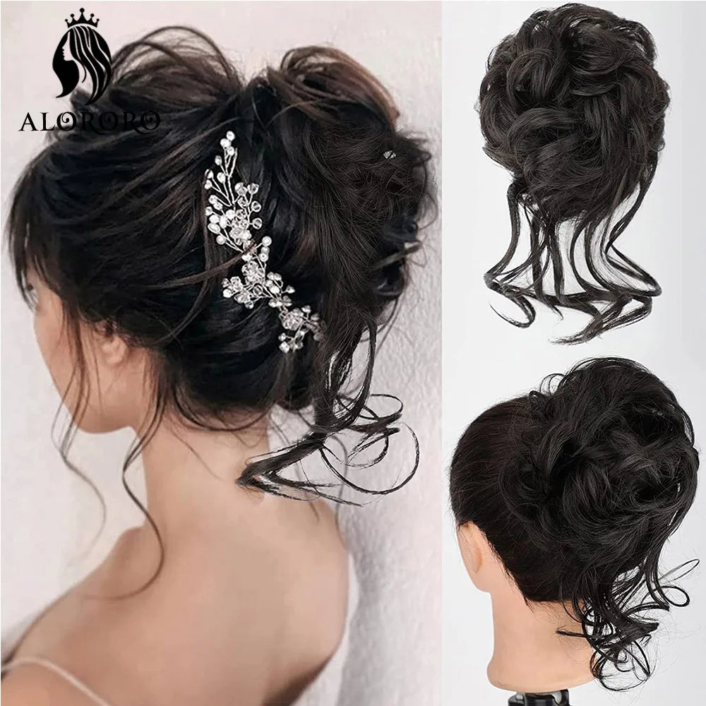 Synthetic Hair Bun Messy Scrunchies Hairpiece Elastic Chignon With Elastic For Women Donut Bun Ponytails Blonde Black Brown