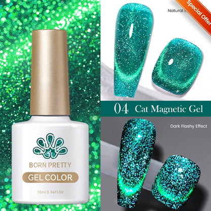 BORN PRETTY 10ml HEMA TPO FREE Mint Chocolate Cat Magnetic Gel Nail Polish Sumer Colored Ultra Shine Soak Off UV Gel Nail Art