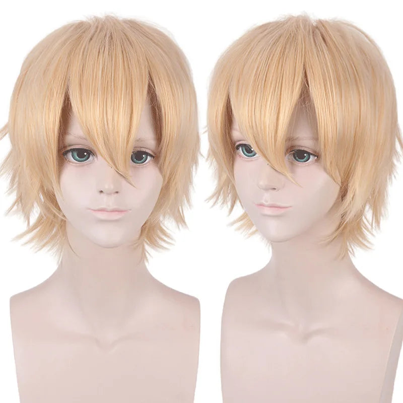 New Concubine Synthetic Bob Men's Short Straight Hair Cover Fake Cosplay Wig Ombre Green Black Blue Blonde Hairpiece