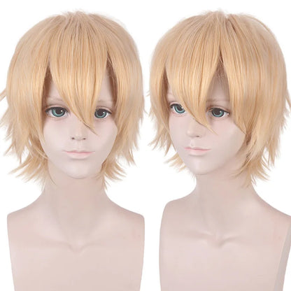 New Concubine Synthetic Bob Men's Short Straight Hair Cover Fake Cosplay Wig Ombre Green Black Blue Blonde Hairpiece