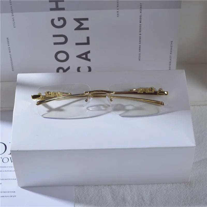 Retro Leopard Head Metal Sunglasses Frameless Sun Glasses Men's And Women's Small Frame Classic Sun Shading Fashion Glasses