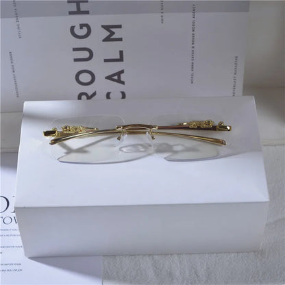 Retro Leopard Head Metal Sunglasses Frameless Sun Glasses Men's And Women's Small Frame Classic Sun Shading Fashion Glasses