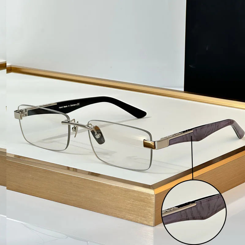 THE ARTIST III Designer Rimless Sunglasses Rectangle Men Alloy Acetate Germany Brand Trendy Classical High Quality Women UV400