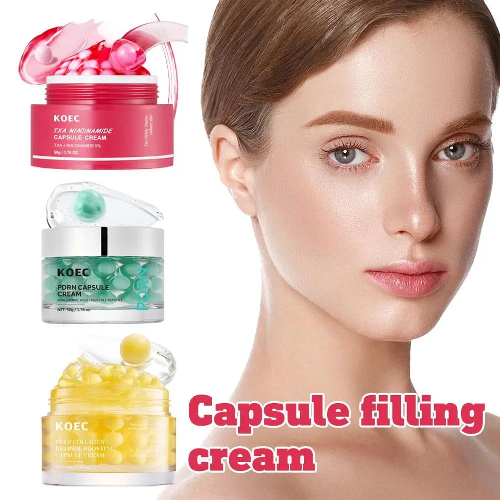 KOEC Vitamin C Capsule Filled Cream Retinol Collagen Capsule Moisturizing Deeply Nourishes Skin Improving Elasticity Radiance