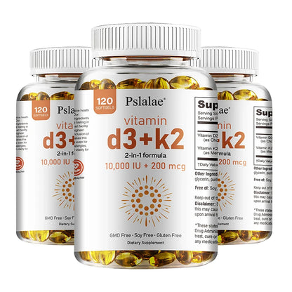 Vitamin D3 10000 IU with K2 200 Mcg | 2 in 1 Support Immune, Heart, Joint, Teeth & Bone Health