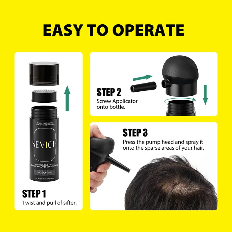 SEVICH Hair Fiber Powder Set 30 Second Rapid Hair Growth Hair Building Fiber Fluffy Hair Powder Hair Styling Product Salon Fiber