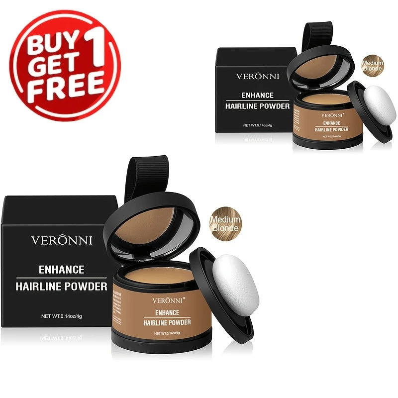 2pcs Fluffy Hairline Powder Touch-Up Concealer Temporary Hair Fibers Hair Root Cover Up Gray Coverage Hairline Shadow Powder kit